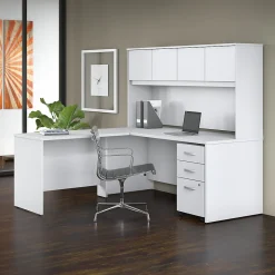 Bush Business Furniture Office Desks<Studio C 72"W L Shaped Desk with Hutch, Mobile File Cabinet and Return, (STC006WH)