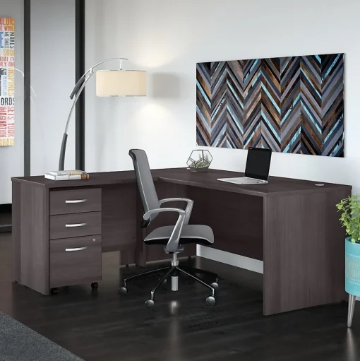 Bush Business Furniture Office Desks<Studio C 72"W L Shaped Desk with Mobile File Cabinet and Return, (STC007SG)