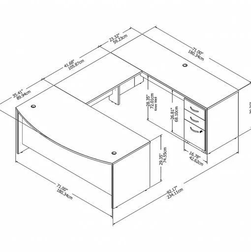 Bush Business Furniture Office Desks<Studio C 72"W U Shaped Desk with Mobile File Cabinet, (STC004WH)