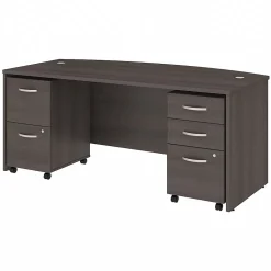 Bush Business Furniture Computer Desks<Studio C 72"W Bow Front Desk with Mobile File Cabinets, (STC012SG)