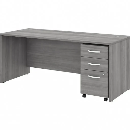 Bush Business Furniture Computer Desks<Studio C 72"W Office Desk with Mobile File Cabinet, (STC013PGSU)