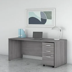 Bush Business Furniture Computer Desks<Studio C 72"W Office Desk with Mobile File Cabinet, (STC013PGSU)