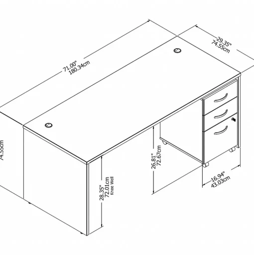 Bush Business Furniture Computer Desks<Studio C 72"W Office Desk with Mobile File Cabinet, (STC013PGSU)