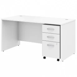 Bush Business Furniture Computer Desks<Studio C 60"W Office Desk with Mobile File Cabinet, (STC014WH)