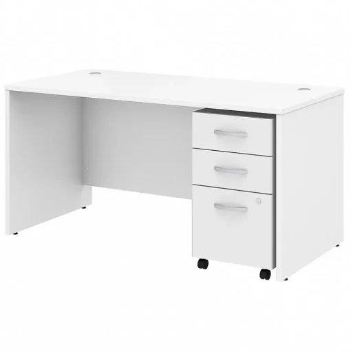 Bush Business Furniture Computer Desks<Studio C 60"W Office Desk with Mobile File Cabinet, (STC014WH)