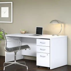 Bush Business Furniture Computer Desks<Studio C 60"W Office Desk with Mobile File Cabinet, (STC014WH)