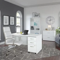 Bush Business Furniture Computer Desks<Studio C 60"W Office Desk with Mobile File Cabinet, (STC014WH)