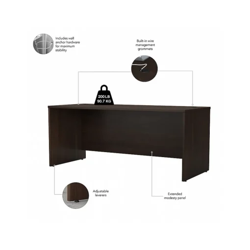 Bush Business Furniture Computer Desks<Studio C 72"W Office Desk, (SCD272BW)