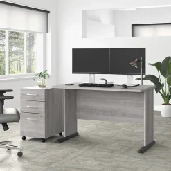 Bush Business Furniture Computer Desks<Studio A 48"W Computer Desk with 3 Drawer Mobile File Cabinet, (STA001PGSU)