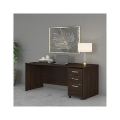 Bush Business Furniture Computer Desks<Studio C 72"W Office Desk with Mobile File Cabinet, (STC013BWSU)