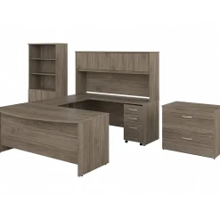 Bush Business Furniture Computer Desks<Studio C 72"W U-Shaped Desk, Hutch, Bookcase, and File Cabinets, (STC001MHSU)