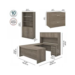 Bush Business Furniture Computer Desks<Studio C 72"W U-Shaped Desk, Hutch, Bookcase, and File Cabinets, (STC001MHSU)