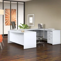 Bush Business Furniture Computer Desks<Studio C 72"W U Shaped Desk with Mobile File Cabinet, (STC004WH)
