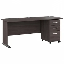 Bush Business Furniture Computer Desks<Studio A 72"W Computer Desk with 3 Drawer Mobile File Cabinet, Storm Gray (STA004SGSU)