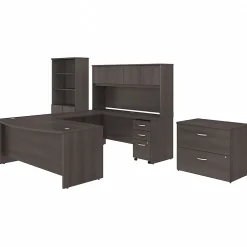 Bush Business Furniture Computer Desks<Studio C 72"W U Shaped Desk with Hutch, Bookcase and File Cabinets, (STC001SG)