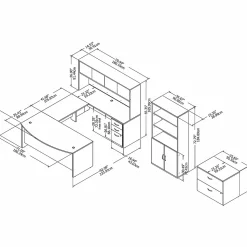 Bush Business Furniture Computer Desks<Studio C 72"W U Shaped Desk with Hutch, Bookcase and File Cabinets, (STC001SG)