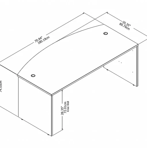 Bush Business Furniture Computer Desks<Studio C 72"W Bow Front Desk, (SCD172WH)
