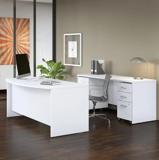 Bush Business Furniture Computer Desks<Studio C 72"W Bow Front Desk, (SCD172WH)