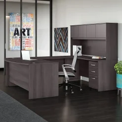 Bush Business Furniture Computer Desks<Studio C 72"W U Shaped Desk with Hutch and Mobile File Cabinet, (STC003SG)