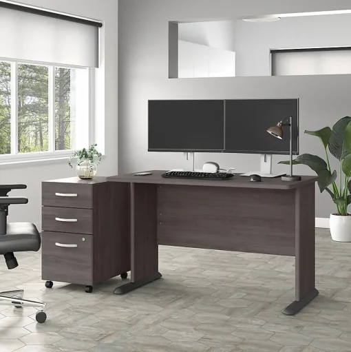 Bush Business Furniture Computer Desks<Studio A 48"W Computer Desk with 3 Drawer Mobile File Cabinet, (STA001SGSU)