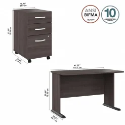 Bush Business Furniture Computer Desks<Studio A 48"W Computer Desk with 3 Drawer Mobile File Cabinet, (STA001SGSU)