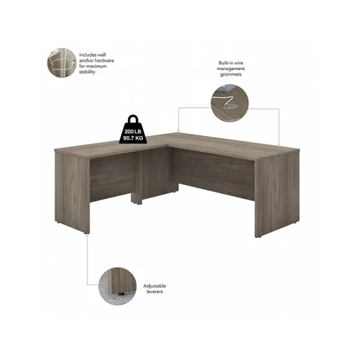 Bush Business Furniture L-Desks<Studio C 72"W L Shaped Desk with Mobile File Cabinet and Return, (STC007MHSU)