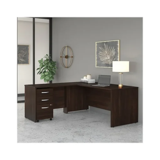 Bush Business Furniture L-Desks<Studio C 72"W L Shaped Desk with Mobile File Cabinet and Return, (STC007BWSU)