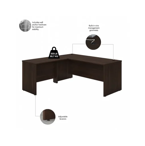 Bush Business Furniture L-Desks<Studio C 72"W L Shaped Desk with Mobile File Cabinet and Return, (STC007BWSU)