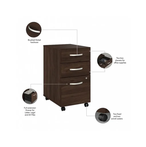 Bush Business Furniture L-Desks<Studio C 72"W L Shaped Desk with Mobile File Cabinet and Return, (STC007BWSU)