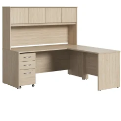 Bush Furniture L-Desks<Bush Business Furniture Studio C 72"W L Shaped Desk with Hutch and Mobile File Cabinet, Natural Elm (STC006NESU)