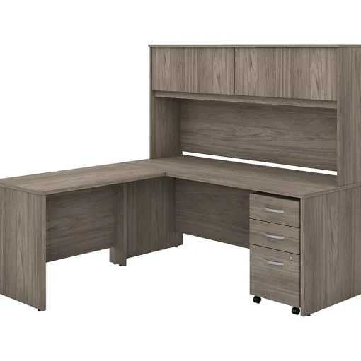 Bush Business Furniture L-Desks<Studio C 72"W L Shaped Desk with Hutch, Mobile File Cabinet and Return, (STC006MHSU)