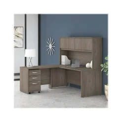 Bush Business Furniture L-Desks<Studio C 72"W L Shaped Desk with Hutch, Mobile File Cabinet and Return, (STC006MHSU)