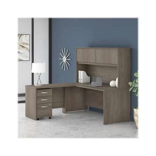 Bush Business Furniture L-Desks<Studio C 72"W L Shaped Desk with Hutch, Mobile File Cabinet and Return, (STC006MHSU)