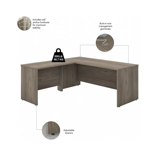Bush Business Furniture L-Desks<Studio C 72"W L Shaped Desk with Hutch, Mobile File Cabinet and Return, (STC006MHSU)