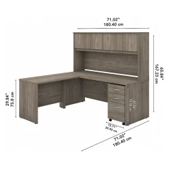 Bush Business Furniture L-Desks<Studio C 72"W L Shaped Desk with Hutch, Mobile File Cabinet and Return, (STC006MHSU)