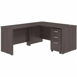 Bush Business Furniture L-Desks<Studio C 60"W L Shaped Desk with Mobile File Cabinet and Return, (STC008SG)
