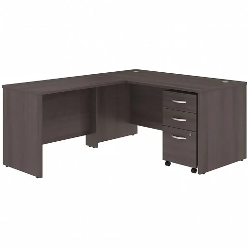 Bush Business Furniture L-Desks<Studio C 60"W L Shaped Desk with Mobile File Cabinet and Return, (STC008SG)