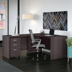 Bush Business Furniture L-Desks<Studio C 60"W L Shaped Desk with Mobile File Cabinet and Return, (STC008SG)