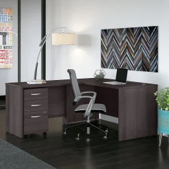 Bush Business Furniture L-Desks<Studio C 60"W L Shaped Desk with Mobile File Cabinet and Return, (STC008SG)