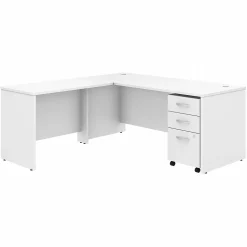 Bush Business Furniture L-Desks<Studio C 72"W L Shaped Desk with Mobile File Cabinet and Return, (STC007WH)