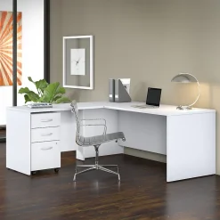 Bush Business Furniture L-Desks<Studio C 72"W L Shaped Desk with Mobile File Cabinet and Return, (STC007WH)
