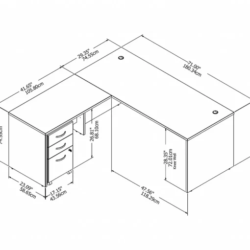 Bush Business Furniture L-Desks<Studio C 72"W L Shaped Desk with Mobile File Cabinet and Return, (STC007WH)