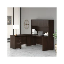 Bush Business Furniture L-Desks<Studio C 72"W L Shaped Desk with Hutch, Mobile File Cabinet and Return, (STC006BWSU)