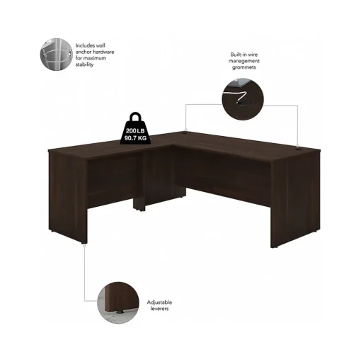 Bush Business Furniture L-Desks<Studio C 72"W L Shaped Desk with Hutch, Mobile File Cabinet and Return, (STC006BWSU)
