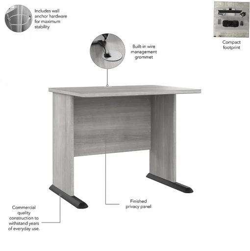 Bush Business Furniture Corner Desks<Studio A 83"W Large Corner Desk with 3 Drawer Mobile File Cabinet, (STA003PGSU)