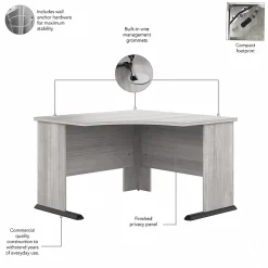 Bush Business Furniture Corner Desks<Studio A 83"W Large Corner Desk with 3 Drawer Mobile File Cabinet, (STA003PGSU)