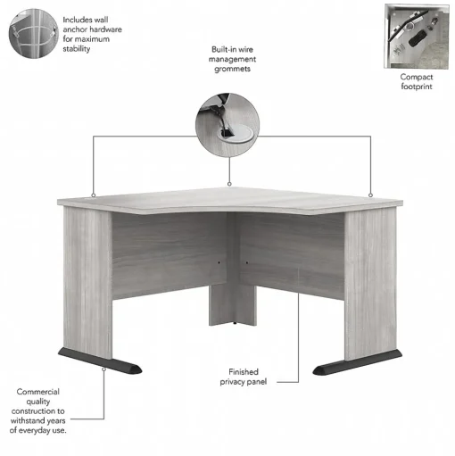 Bush Business Furniture Corner Desks<Studio A 83"W Large Corner Desk with 3 Drawer Mobile File Cabinet, (STA003PGSU)