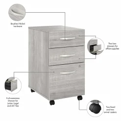 Bush Business Furniture Corner Desks<Studio A 83"W Large Corner Desk with 3 Drawer Mobile File Cabinet, (STA003PGSU)