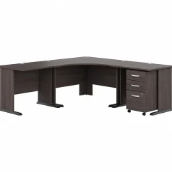 Bush Business Furniture Corner Desks<Studio A 83"W Large Corner Desk with 3 Drawer Mobile File Cabinet, (STA003SGSU)