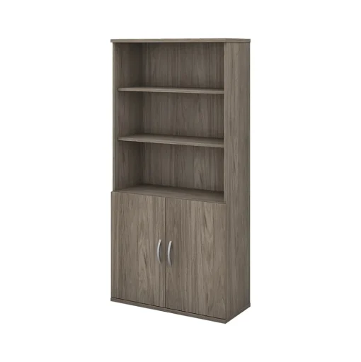 Bush Business Furniture Bookcases<Studio C 72.8"H 5-Shelf Bookcase with Doors, Laminated Wood (STC015MH)